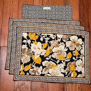 Vera Bradley Yellow Bird Quilted Placemats - set of 4 - black white & yellow